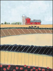 Acrylic Painting of a Farm Landscape